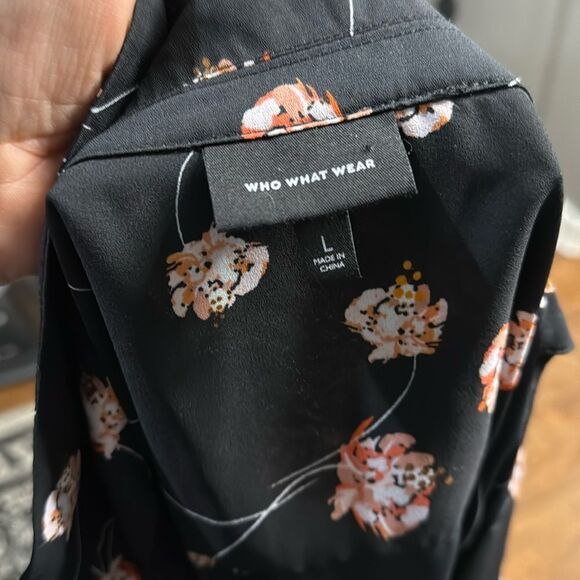 Who What Wear Black Floral Button Down Shirt - Picture 8 of 9